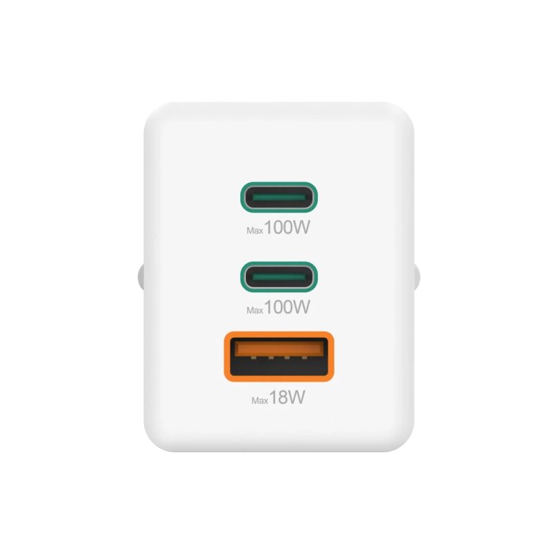 HAMA Schnellladegert GaN, 2x USB-C PD, 1x USB-A QC 65W Wei