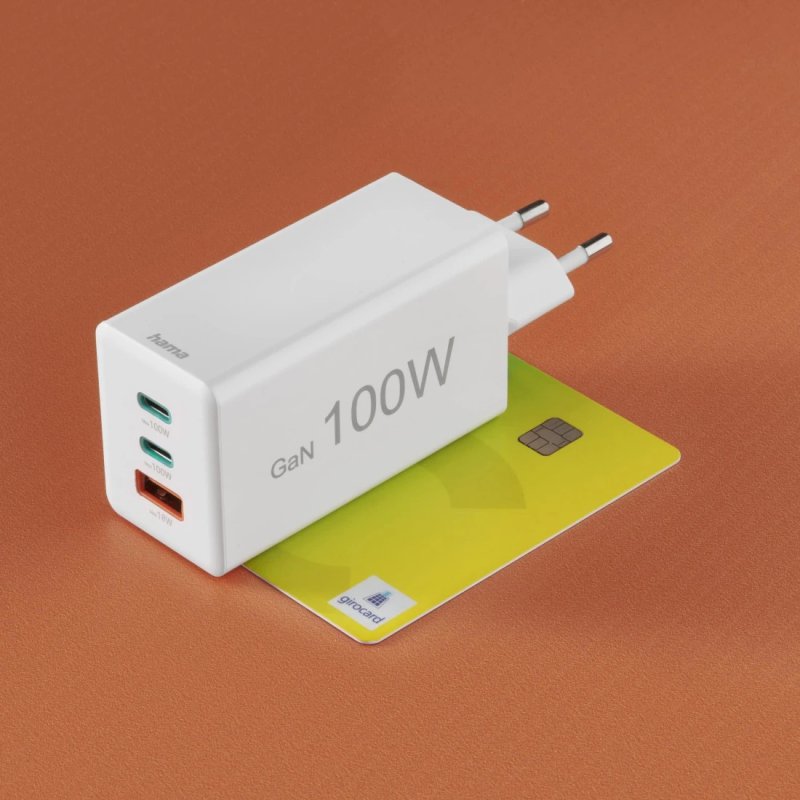 HAMA Schnellladegert GaN, 2x USB-C PD, 1x USB-A QC 65W Wei