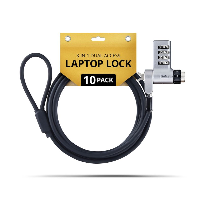 StarTech.com 10-Pack 3-in-1 Laptop Lock câble antivol Noir, Argent 2 m