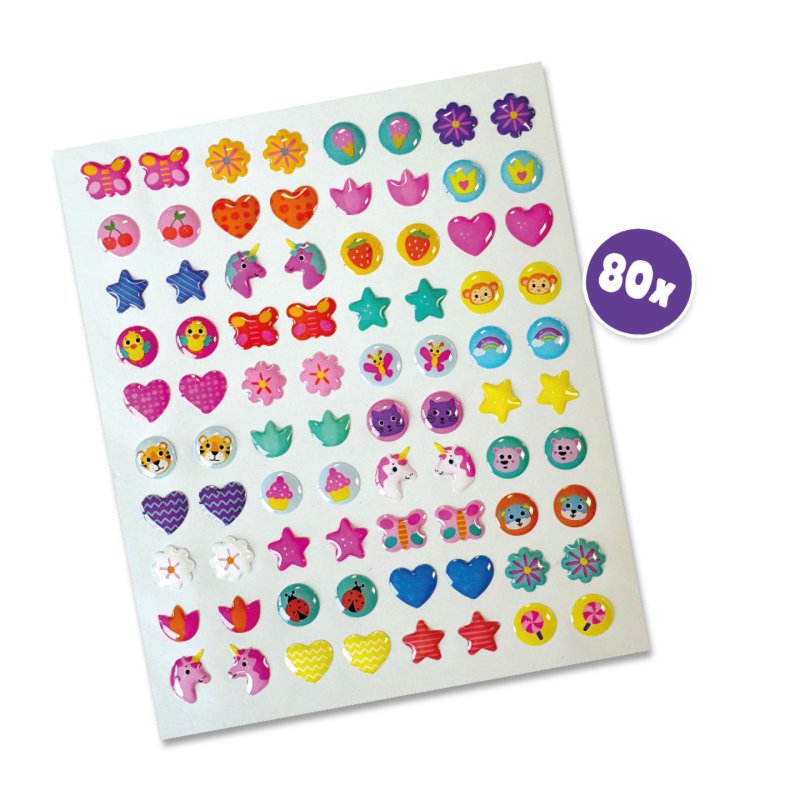 SES Creative 14049 Boucles d'Oreilles Autocollantes - 80 Boucles d'Oreilles Autocollantes aux Motifs Joyeux - Boucles