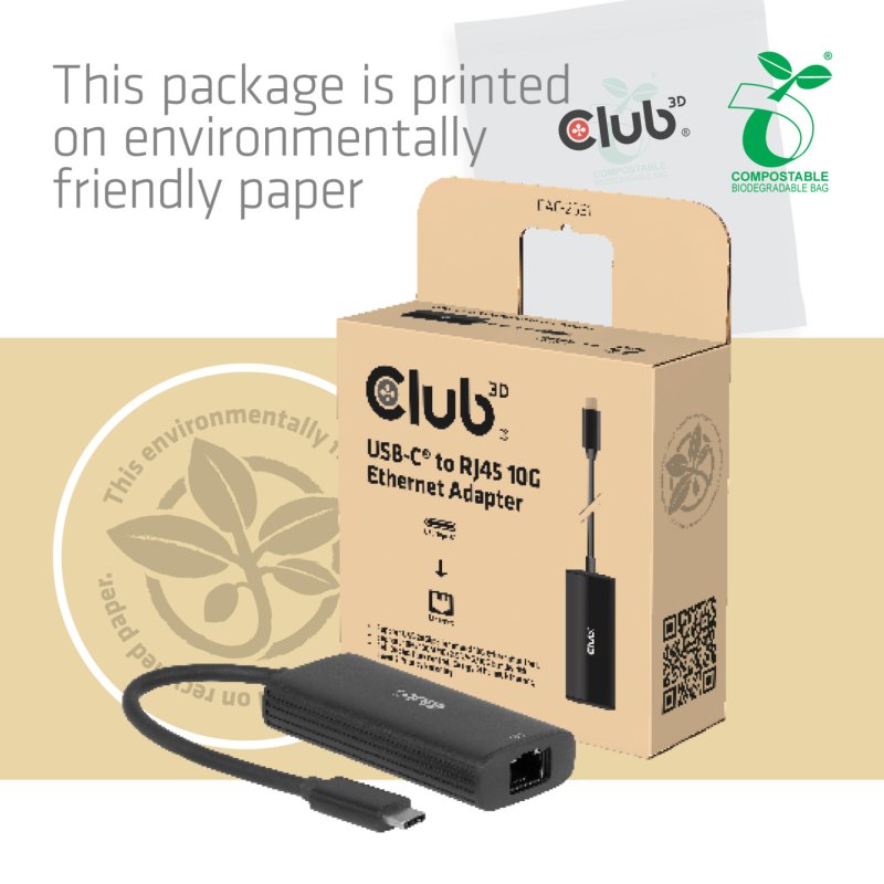 Club3D Adapter USB-C RJ45 10Gbps St/Bu retail