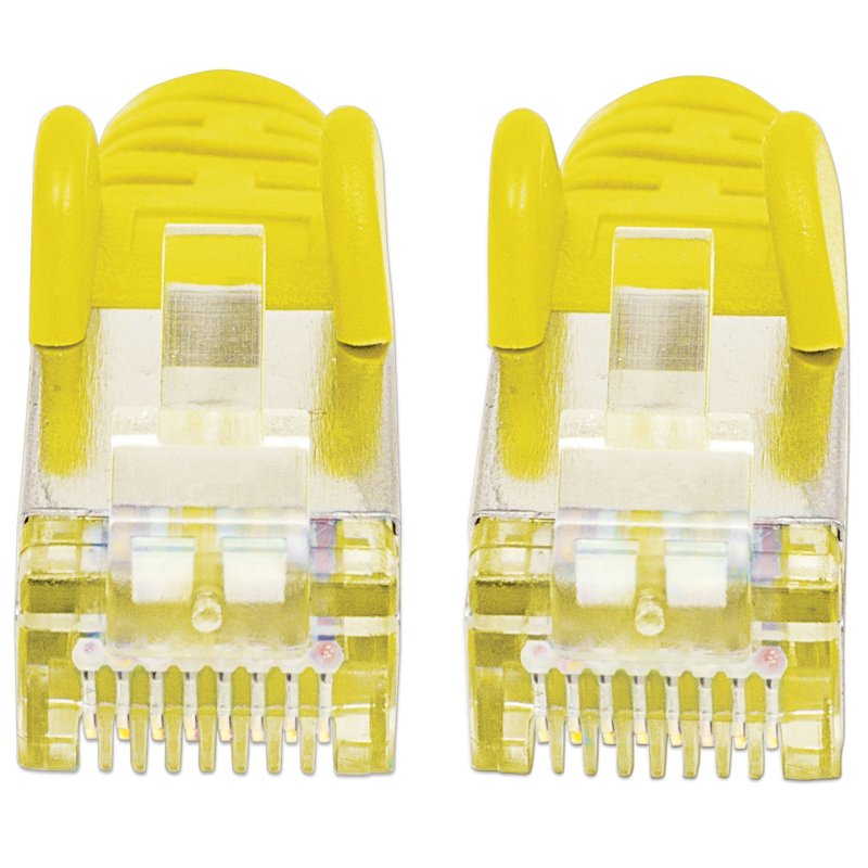 Intellinet Câble patch réseau Cat6A, 2 m, jaune, cuivre, S/FTP, LSOH/LSZH, PVC, RJ45, contacts plaqués or,