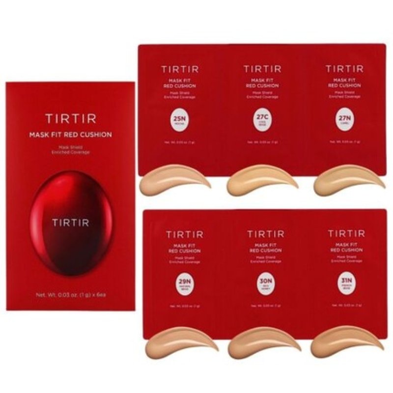 Tirtir Mask Fit Red Cushion 6 Shade Trial Kit 25n, 27c, 27n, 29n, 30n, 31n