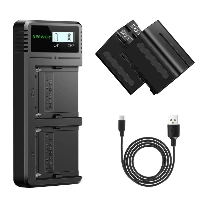 NEEWER 2-Pack Battery Set with Charger