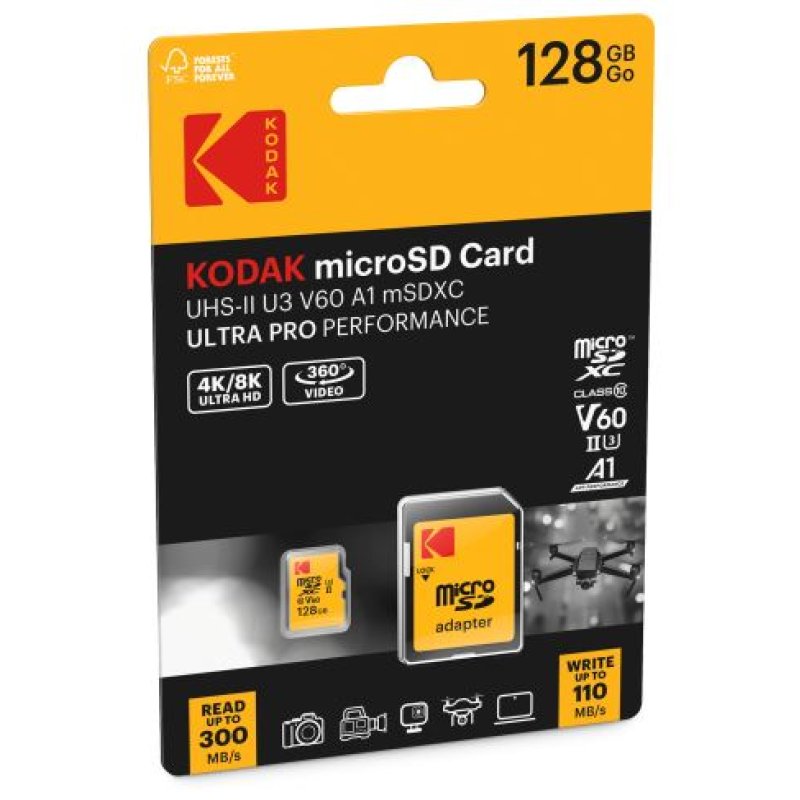 Kodak mSD 128GB UHS-II U3 V60 Pro adapt