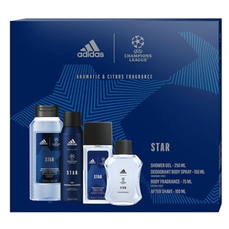 Adidas Champions League Star Edition After Shave 100 Ml Shower Gel 250 Ml Spray Deodorant 150 Ml And Spray Deodorant 75