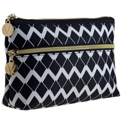 Black & White Extended Cosmetic Bag With Front Pocket