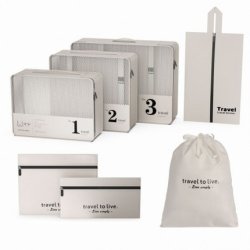 Ecarla Travel Set Of 7 Cosmetic Bags Cream Organizers Ks142k