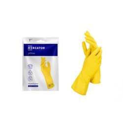Mercator Yellow Latex Household Gloves with Textured Grippy Exterior