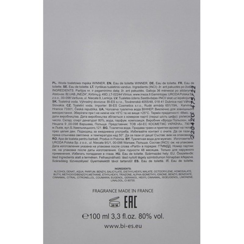 Winner Eau De Toilette For Men 100ml