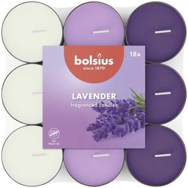Bolsius 18 Scented Tealights Lavender - 3.5 Hours Burn Time