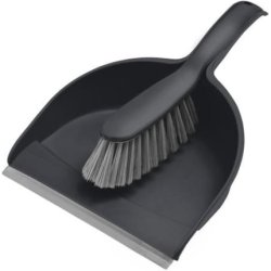 York Dustpan with Rubber Lip and Brush - Compact Grey