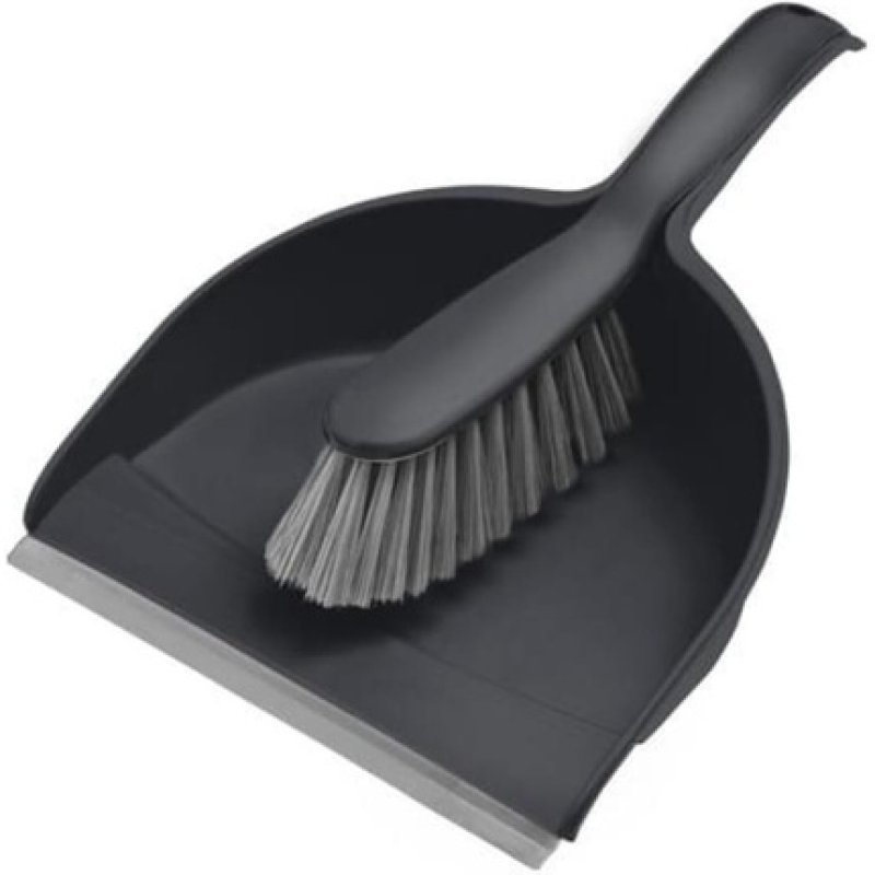 York Dustpan with Rubber Lip and Brush - Compact Grey