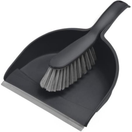 York Dustpan with Rubber Lip and Brush - Compact Grey