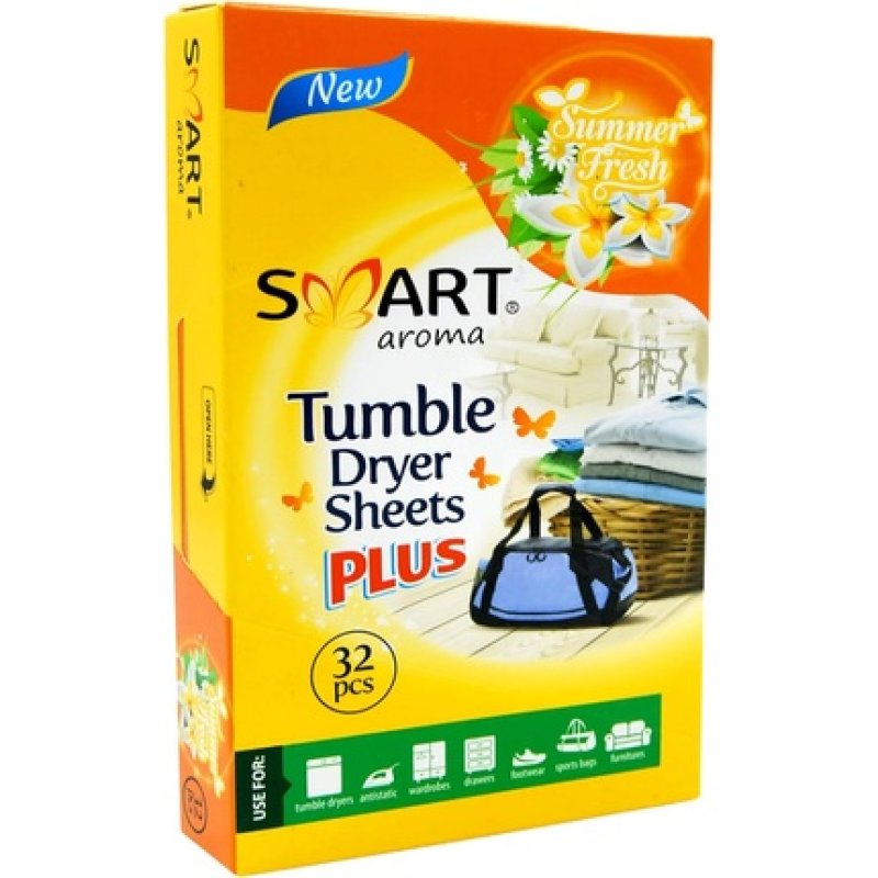 SMART Aroma Dryer Sheets - Softens Fabrics - Provides Long-Lasting Fresh Scent - Eases Ironing Summer Fresh 32 Sheets