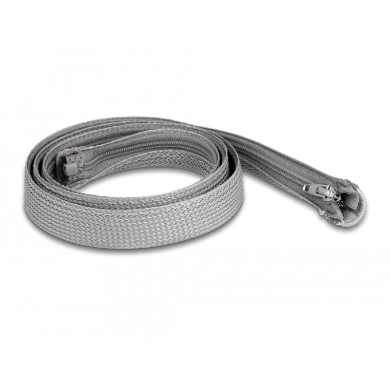 Geflechtschlauch mit Reißverschluss hitzebeständig 1 m x 20 mm grau