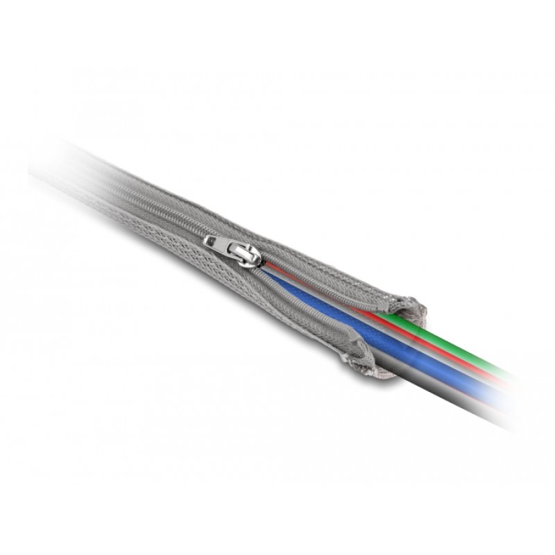 Geflechtschlauch mit Reißverschluss hitzebeständig 1 m x 20 mm grau