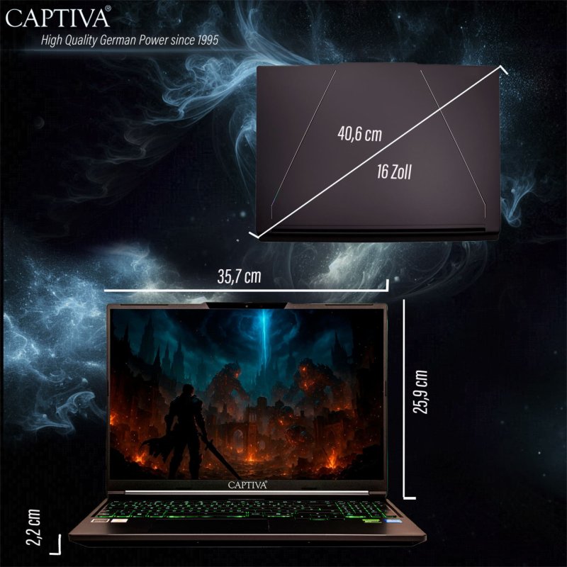 CAPTIVA 95048 laptop Intel Core™ i7 i7-14650HX Ordinateur portable 40,6 cm (16") WQXGA 16 Go DDR5-SDRAM SSD NVIDIA