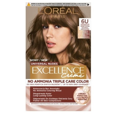 L'Oreal Excellence Creme Universal Nudes Hair Color In Dark Blonde 6u