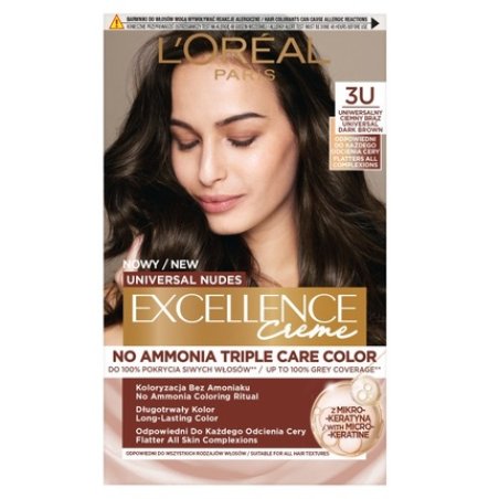 L'Oreal Excellence Creme Universal Nudes Hair Color In Dark Brown 3u