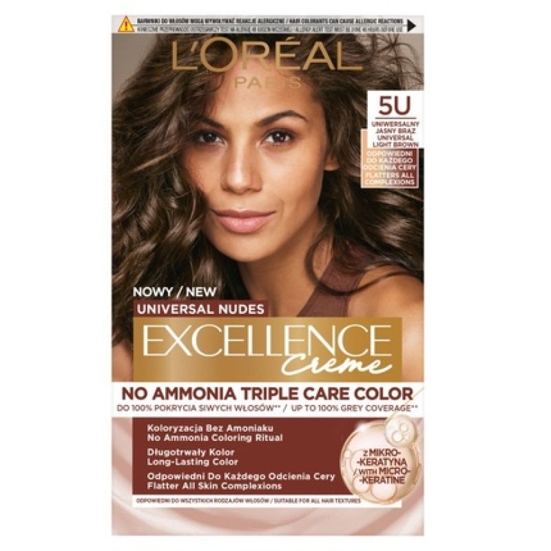 L'Oreal Excellence Creme Universal Nudes Permanent Hair Color In Light Brown 5u