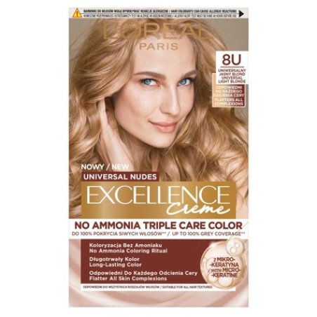 L'Oreal Excellence Creme Universal Nudes Permanent Hair Color In Universal Blonde 8u