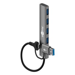 Goobay 2in1 Slim 4-Port USB-Hub, 5 Gbit/s