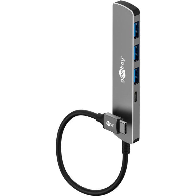 Goobay Slim 4-Port USB-Hub, USB-C™ auf USB-C™/USB-A, 5 Gbit/s
