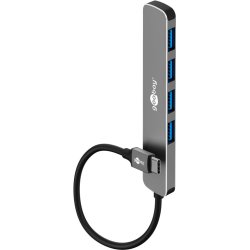 Goobay Slim 4-Port USB-Hub, USB-C™ auf USB-A, 5 Gbit/s