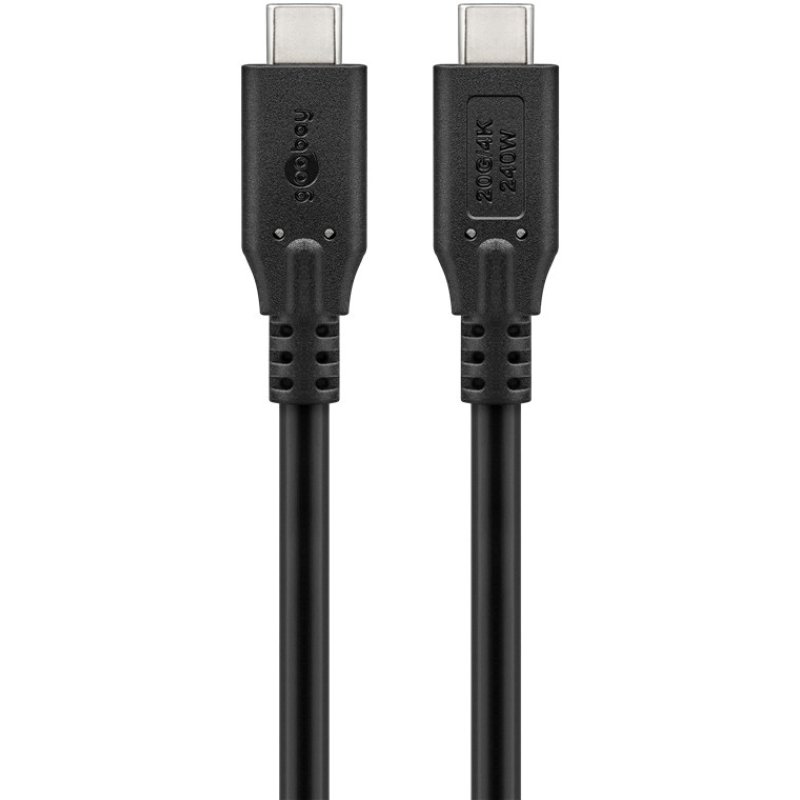 Goobay 74186 câble USB USB4 Gen 2x2 0,5 m USB C 20 Gbit/s 240 W Noir