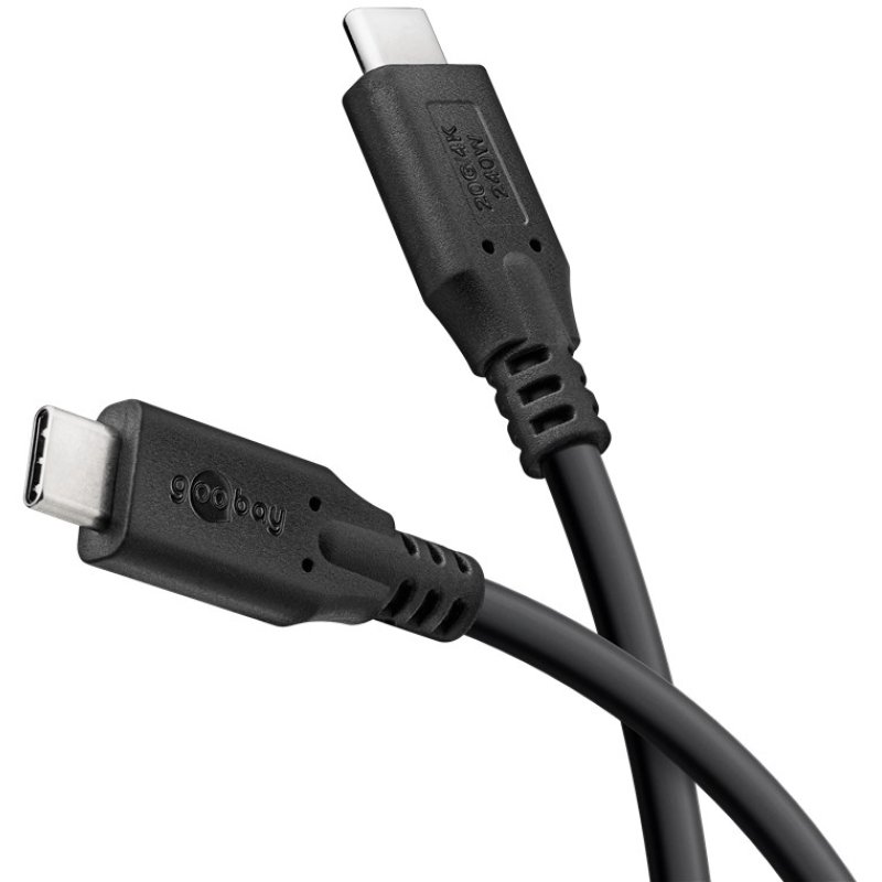 Goobay USB-C-Kabel, USB4, 0,5 m, schwarz, 240 W, 5 A, 20 Gbit/s,
