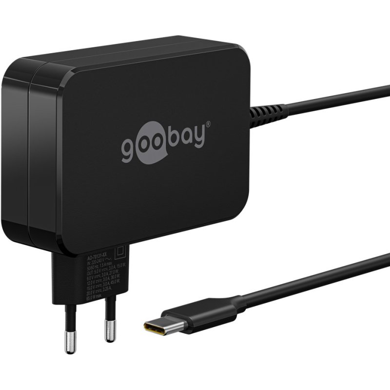 Goobay 65420 Ordinateur portable Noir Secteur Charge rapide Intérieure