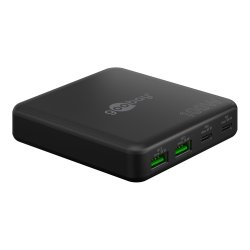 USB-C Multiport-Tischladegerät, PD, GaN, 100 Watt (schwarz, 2x USB-C, 2x USB-A, Power Delivery, QuickCharge 3.0)