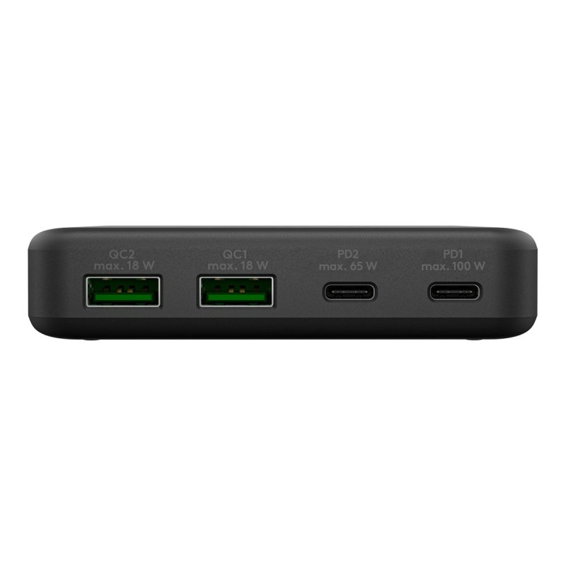 USB-C Multiport-Tischladegerät, PD, GaN, 100 Watt (schwarz, 2x USB-C, 2x USB-A, Power Delivery, QuickCharge 3.0)