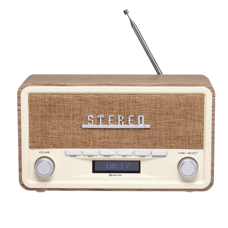 Denver DAB-18LW radio receiver Digital Brown, White