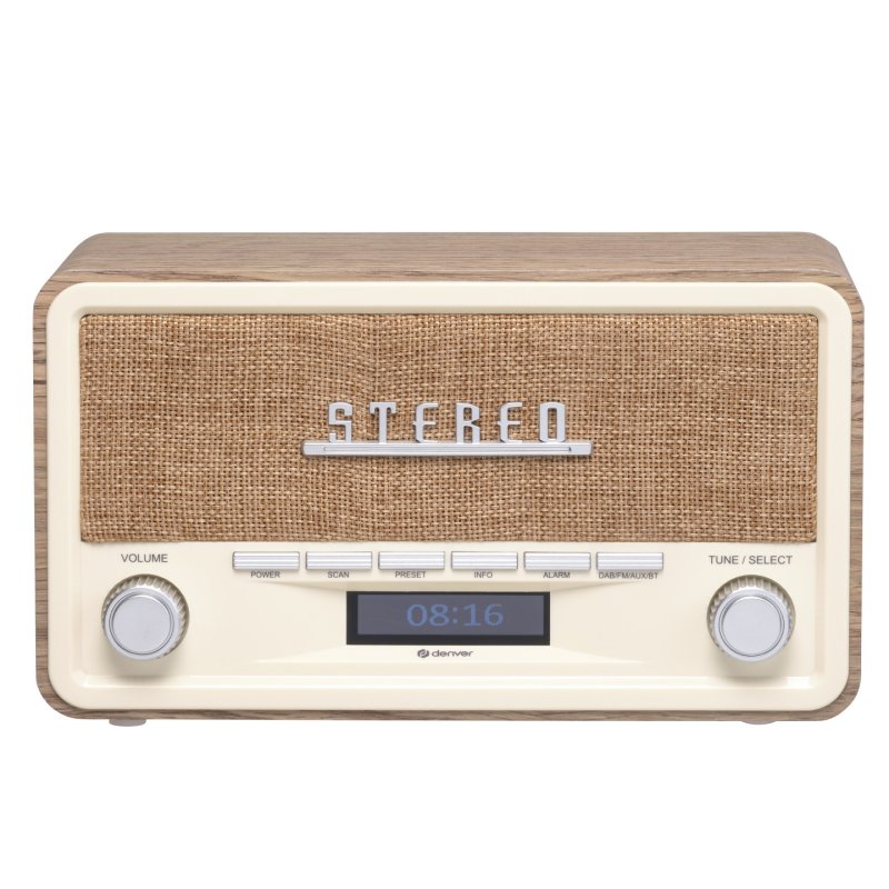 Denver DAB-18LW récepteur radio Numérique Marron, Blanc