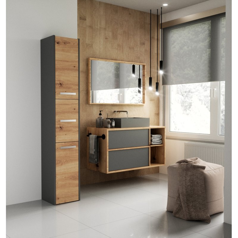 Topeshop S33 ANTRACYT/ARTISAN armoire de rangement de salle de bain Chêne