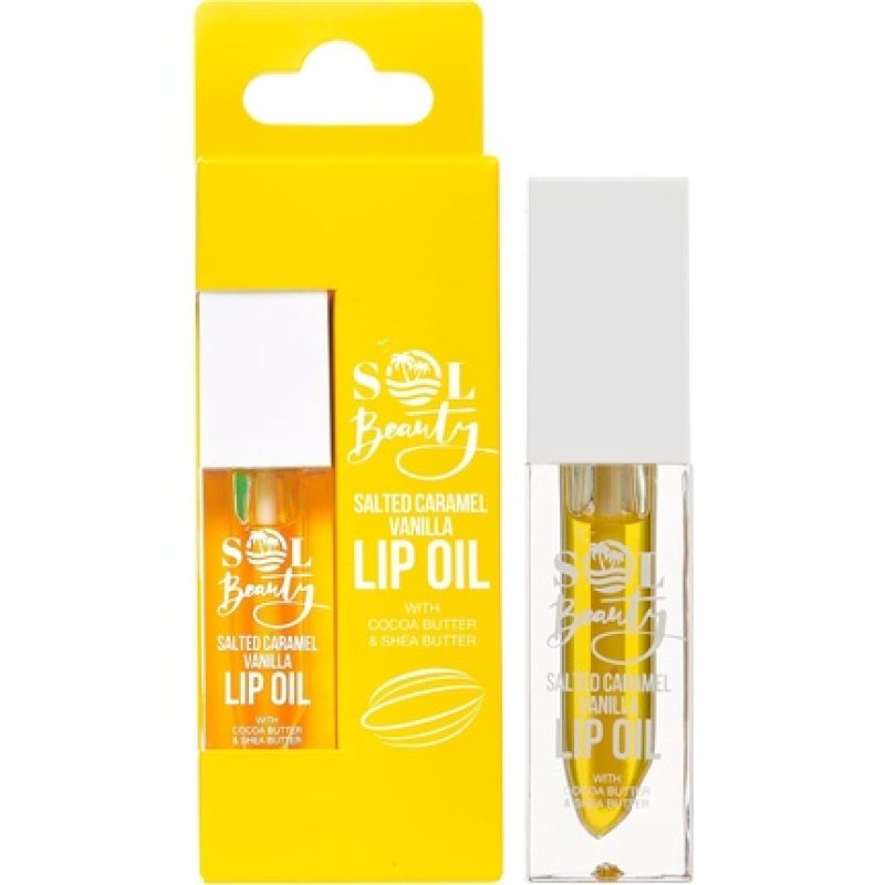 Sol Beauty Salted Caramel Vanilla Lip Oil with Cocoa Butter and Shea Butter