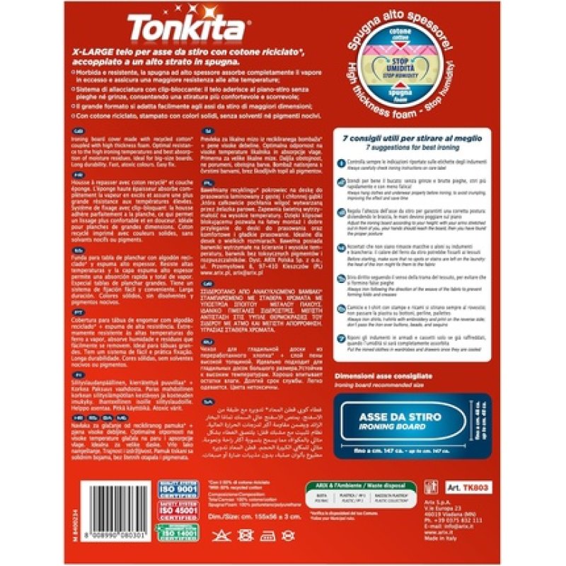 Tonkita X-Large Ironing Board Cover 155 x 56 cm