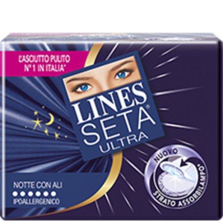 Lines Seta Ultra Night Silk Absorbent Pads with Wings 8 Pieces