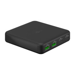 USB-C Multiport-Tischladegerät, PD, GaN, 65 Watt (schwarz, 2x USB-C, 2x USB-A, Power Delivery, QuickCharge 3.0)