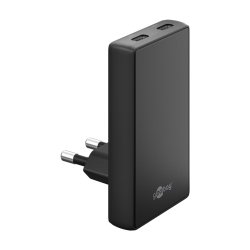 Chargeur secteur Goobay Fast Charger 90° Flat 2x USB-C 45W (Noir)