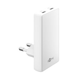 Chargeur secteur Goobay Fast Charger 90° Flat 2x USB-C 45W (Blanc)