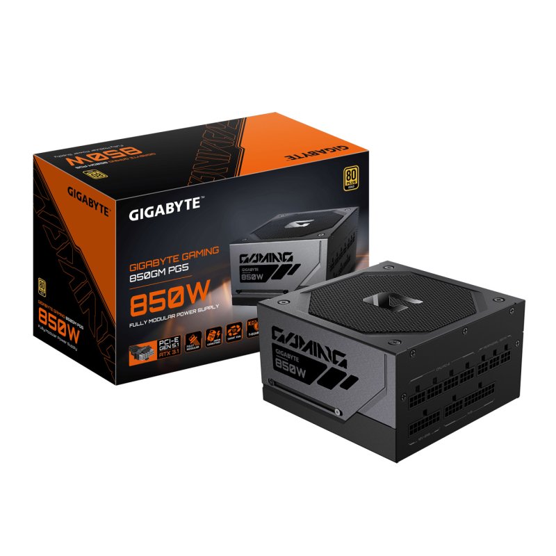 GIGABYTE GAMING 850GM PG5 Bloc d’Alimentation – PCIe 5.1, 80 PLUS Gold, conception entièrement modulaire,