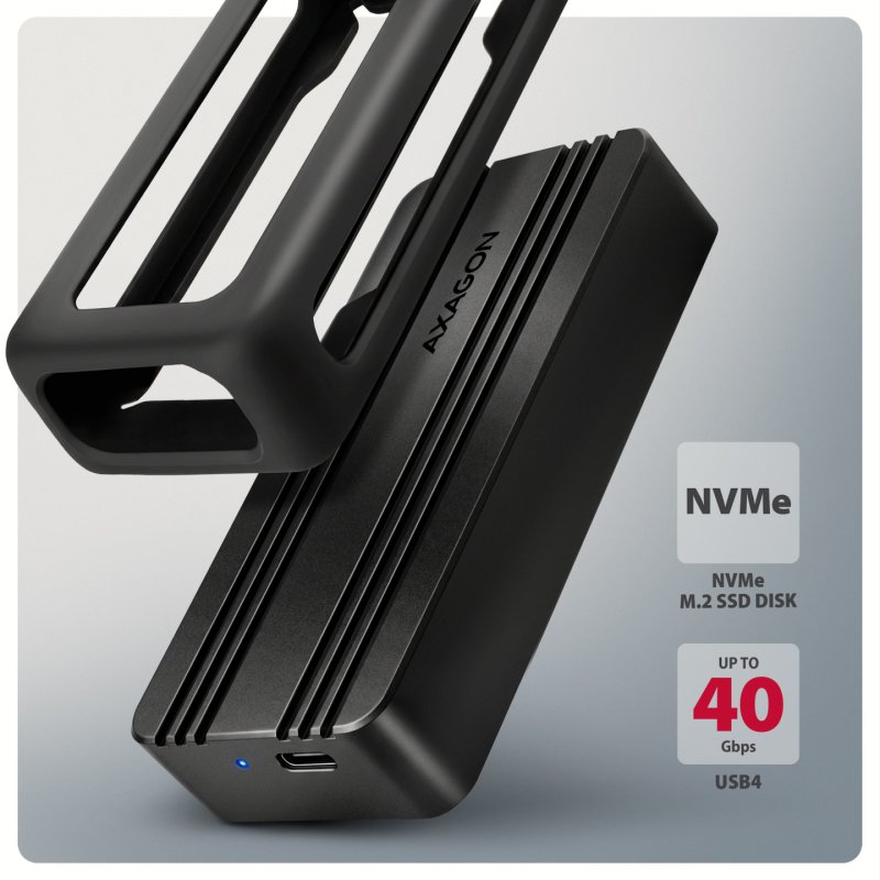 Axagon EEM2-40G Boîtier de disques de stockage Enceinte ssd Noir M.2