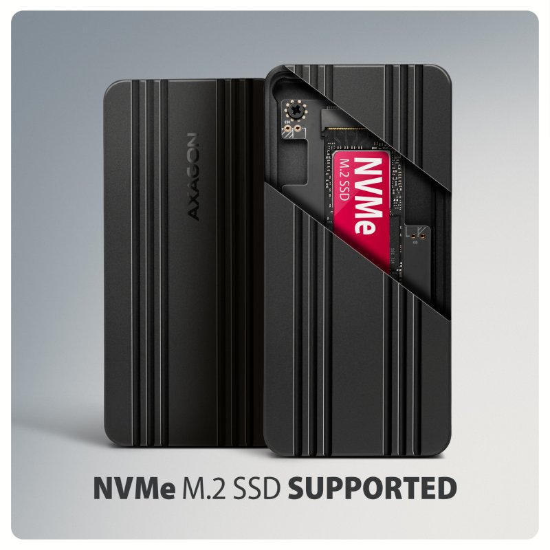 AXAGON EEM2-40G M.2-Gehäuse, USB4, 40 Gbit/s, NVMe, Aluminium - schwarz