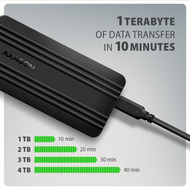 AXAGON EEM2-40G M.2-Gehäuse, USB4, 40 Gbit/s, NVMe, Aluminium - schwarz