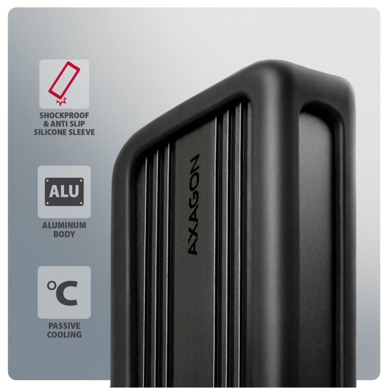 AXAGON EEM2-40G M.2-Gehäuse, USB4, 40 Gbit/s, NVMe, Aluminium - schwarz