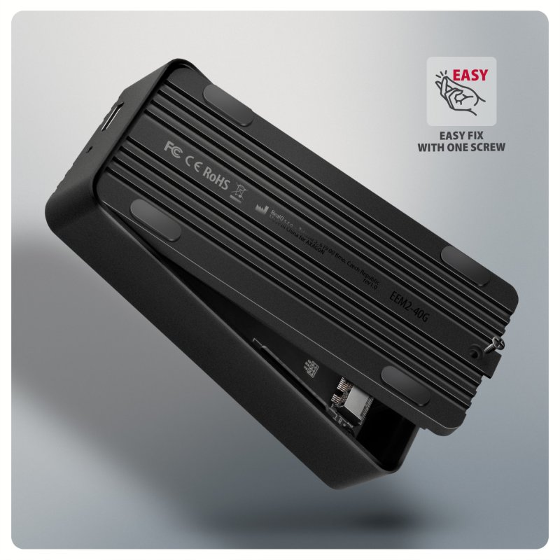 Axagon EEM2-40G Boîtier de disques de stockage Enceinte ssd Noir M.2