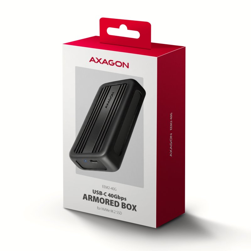AXAGON EEM2-40G M.2-Gehäuse, USB4, 40 Gbit/s, NVMe, Aluminium - schwarz